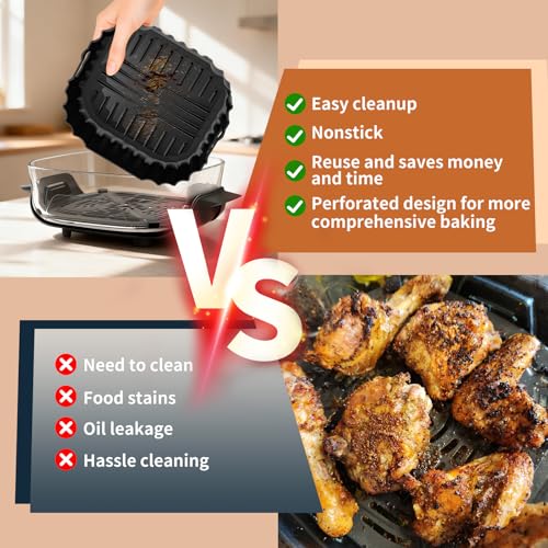 HOMELYLIFE Silicone Air Fryer Liners for Ninja Crispi Pro AS101CY 6QT & 2.5QT Set