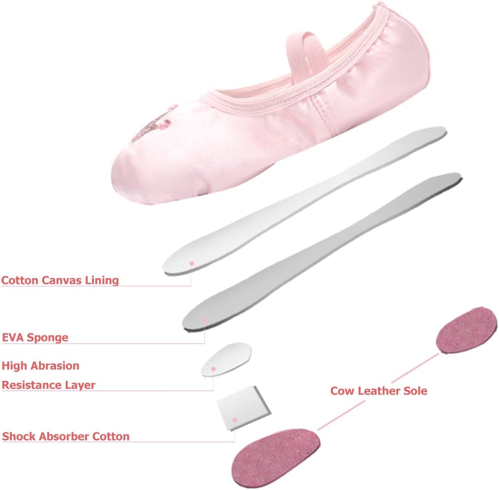 Triple Deer Ballet Shoes for Girls - Soft Leather Split Sole Dance Slippers | Toddler to Big Kid Sizes