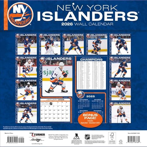 New York Islanders 2026 Wall Calendar - 12x12 Full-Color Photos