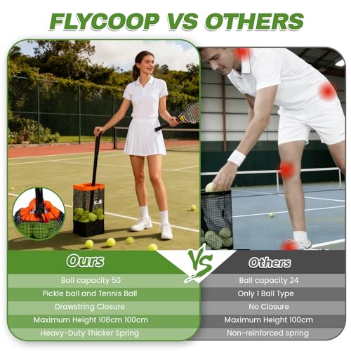 Tennis Ball Hopper & Pickleball Picker Upper - 60 Ball Capacity