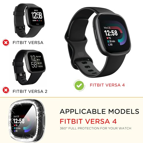 Suoman Clear Diamonds Protective Case for Fitbit Sense 2 / Versa 4 - 4 Pack