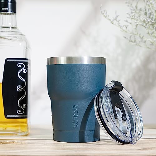 BJPKPK 10 oz Navy Blue Insulated Stainless Steel Tumbler with Handle, Lid & Straw