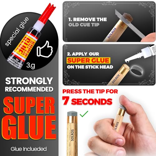 11MM Pool Cue Tips Replacement Kit with Glue - Gray