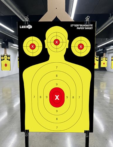 High-Visibility Silhouette Shooting Targets - 17x25 Inch, Yellow - 10pcs Triple Target