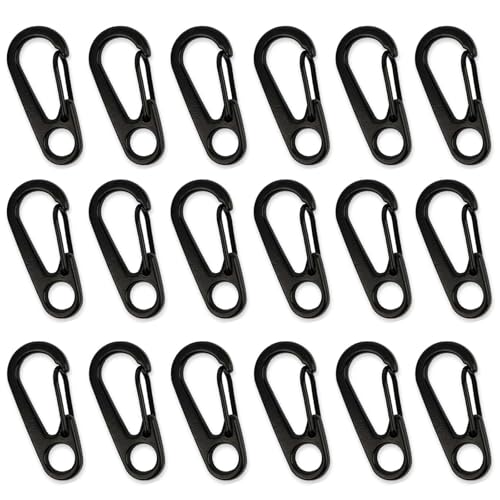 18-Piece Mini Carabiner Clips - 1.2-Inch Zinc Alloy Spring Snap Hooks