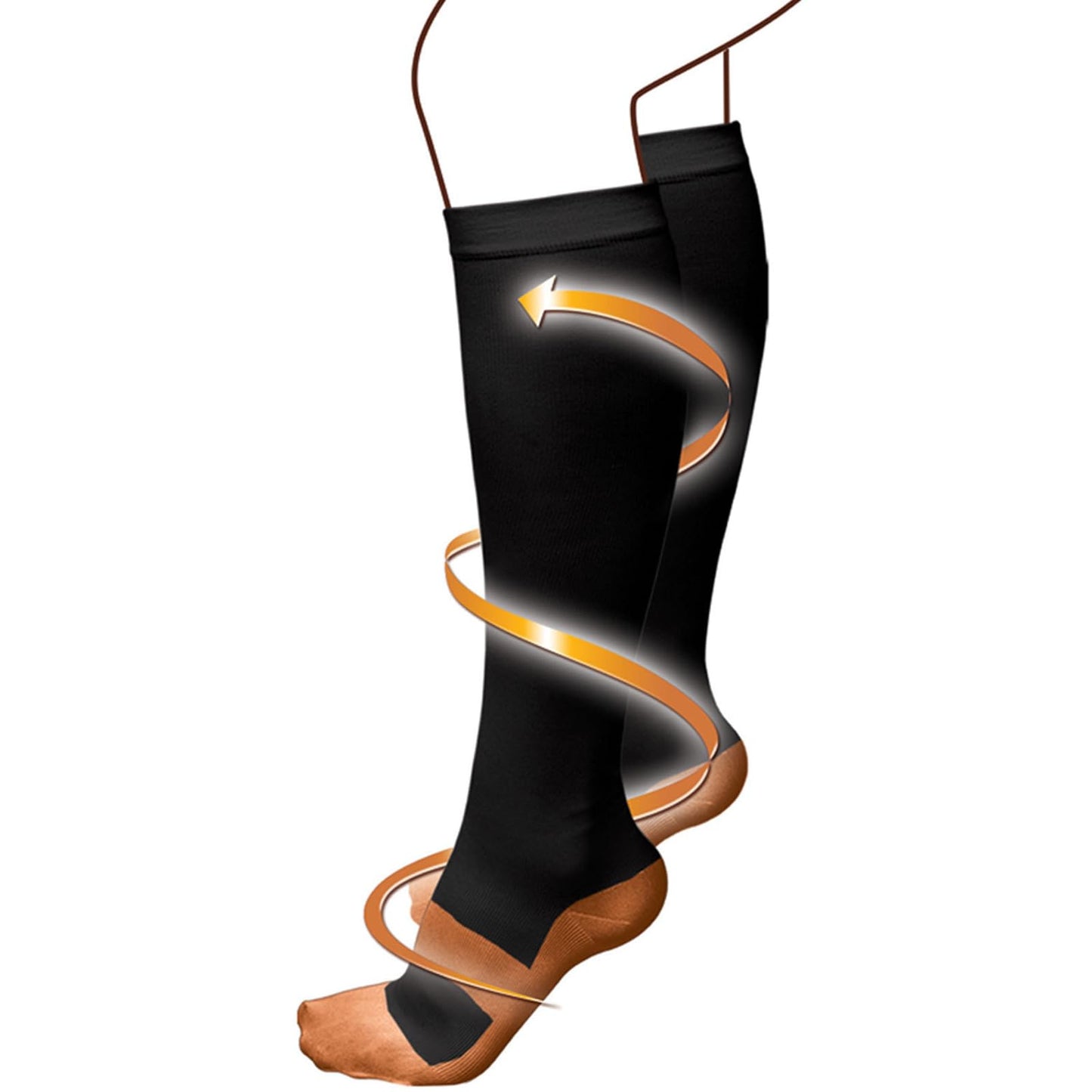 8 Pairs Copper Compression Socks for Men Circulation 15-20 mmHg Knee High Stockings for Running Hiking Climbing Cycling (US, Alpha, One Size, Regular, Regular, Black&Brown)