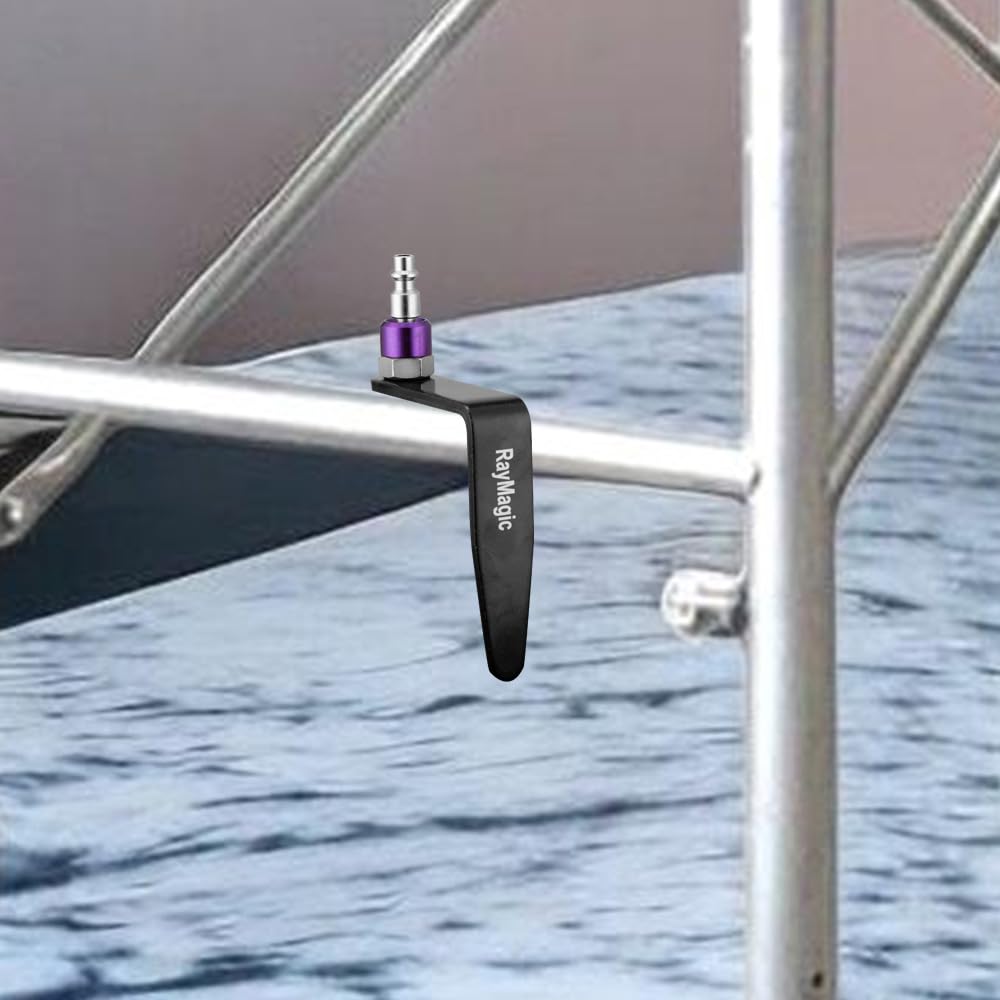 RayMagic Steel Pneumatic Tool Rafter Hook Hanger, Lightweight, Durable,Reusable Metal Organaizer Adjustable Easy Install Hooks with 1/4" Air Tool Swivel Fitting, for Air Nailer, 1-Piece, Purple