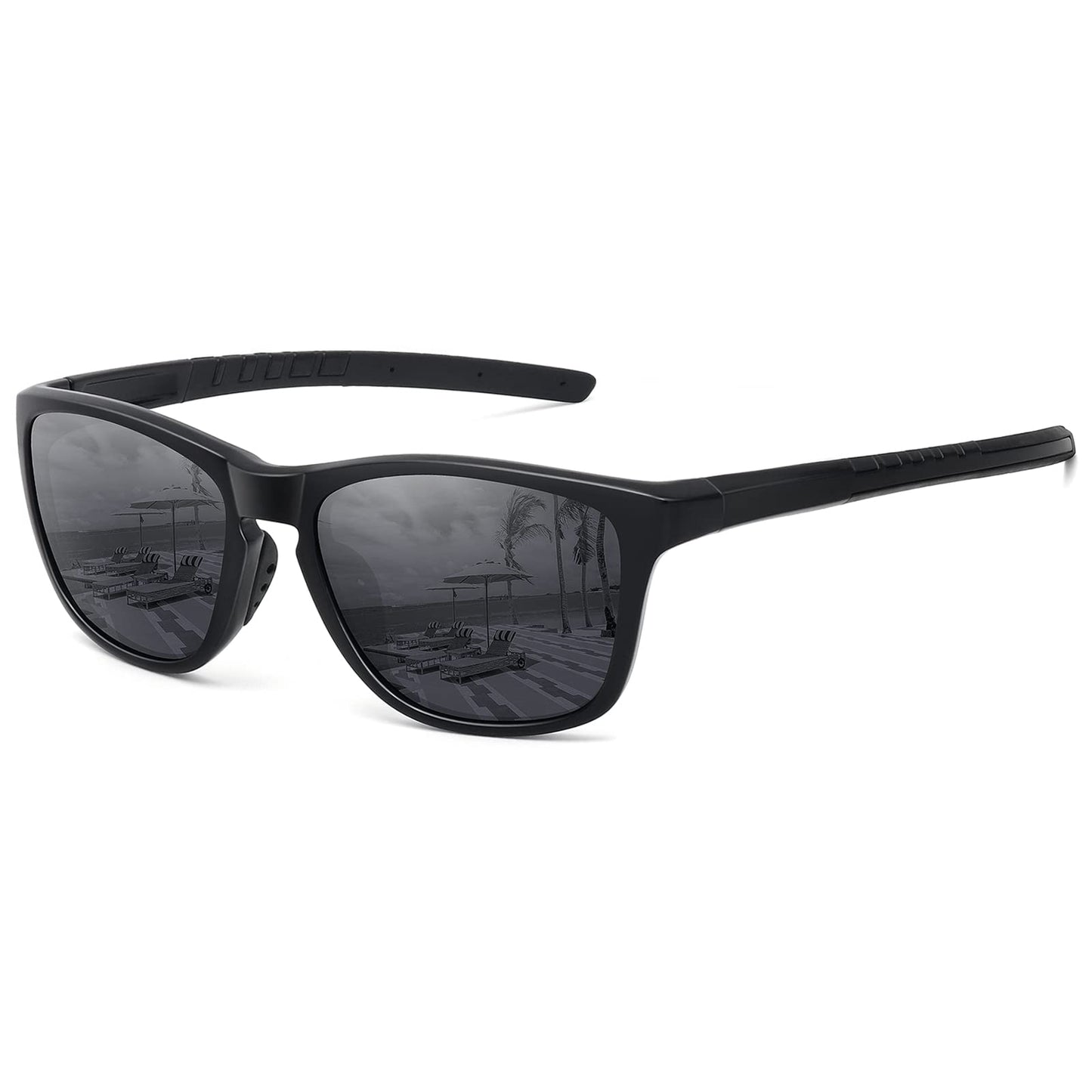 MEETSUN Polarized Sports Sunglasses for Women Men Driving Running Cycling Fishing Sun Glasses UV400 Protection Black Frame-Gray Lens