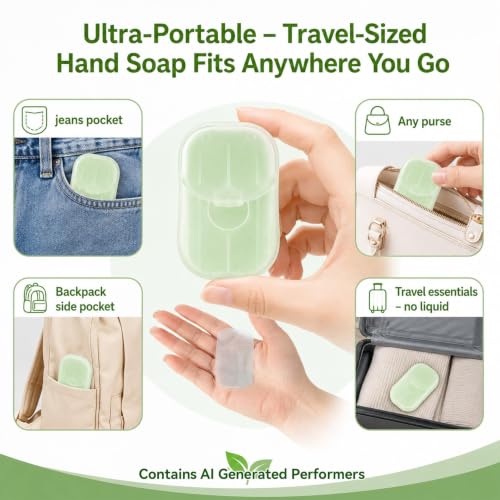 Portable Paper Soap Sheets - 300 Count Travel Hand Soap with Case