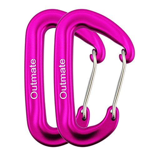 Heavy-Duty 12kN Carabiner Clips - 2 Pink Aluminum Alloy