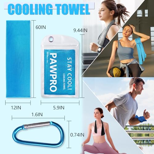 Cooling Towels 4-Pack - Soft & Breathable Microfiber - Light Blue/Royal Blue/Black/Grey
