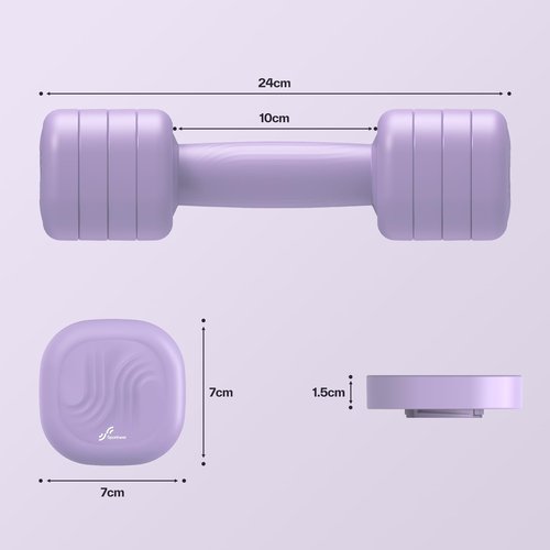 Adjustable Dumbbell Set of 2: Sportneer 4 in 1 Free Weights Dumbbells Set for Women, Hand Weights for Women at Home, Each 2lb 3lb 4lb 5lb Weights with Soft Rubber Handle for Home Gym Exercise Training (Aura Lavender)