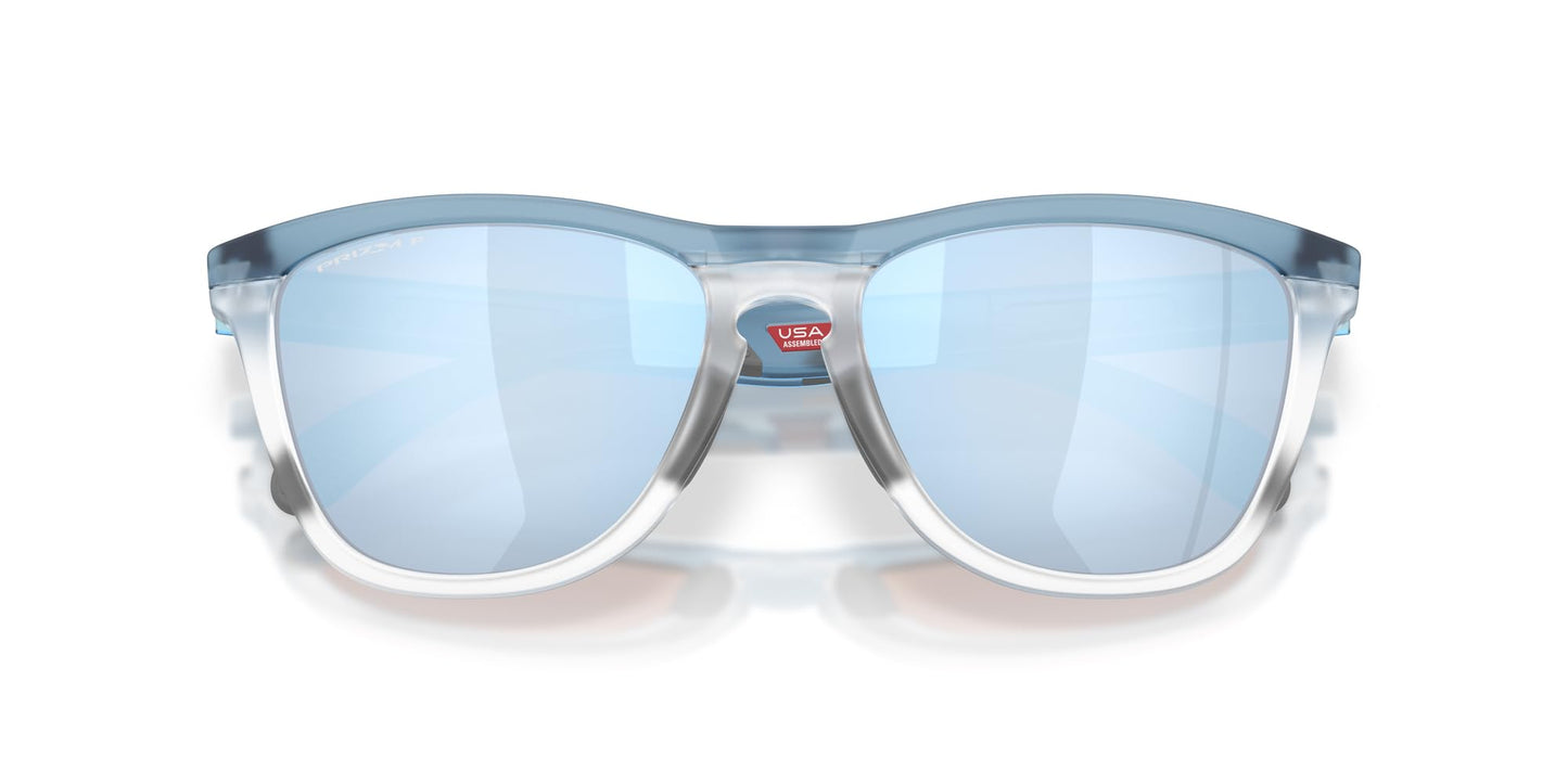 Oakley OO9503 Frogskins Range XL Sunglasses, Transparent Stonewash/Clear/Prizm Deep Water Polarized, 58 mm
