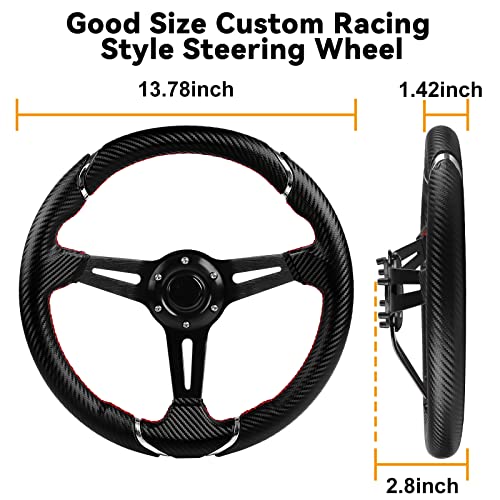13.7 Inch Deep Dish Golf Cart Steering Wheel Compatible with EZGO, Club Car, Yamaha