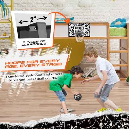 Over the Door Mini Basketball Hoop - White with 2 Mini Balls