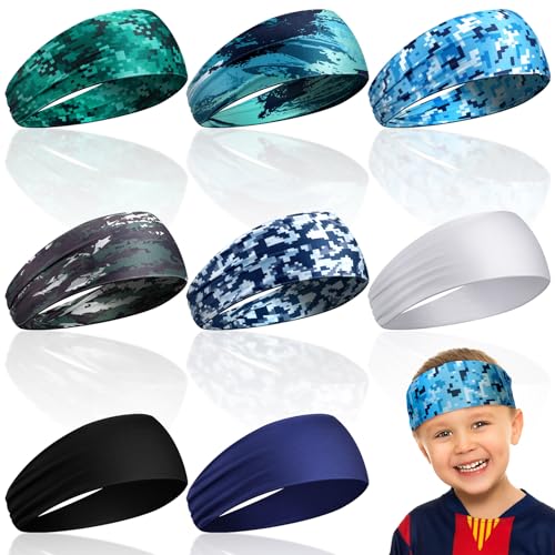 8 Pcs Kids Boys Athletic Headbands - Classic Style