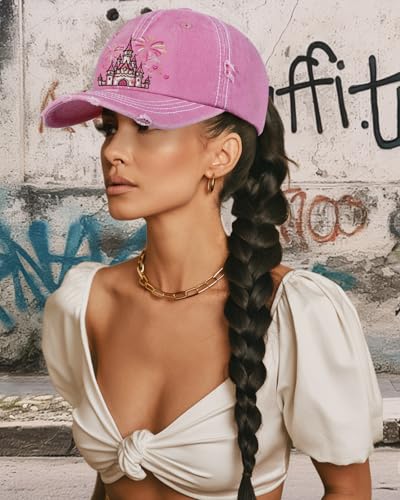 Castle Bowknot Women Ponytail Baseball Cap - Vintage Washed Distressed Trucker Hat