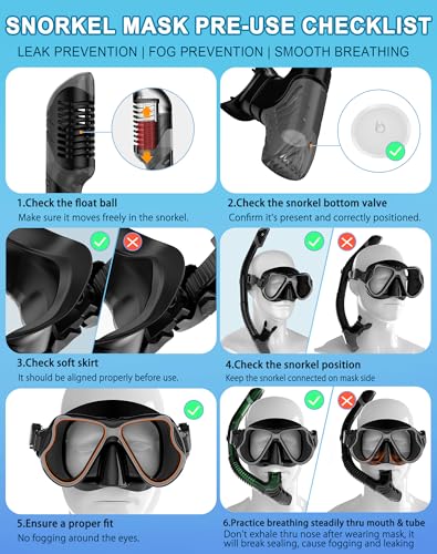 Dry Snorkel Mask Set for Adults & Kids - Black, Large