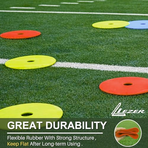 8 Inch Flat Cones Set of 24 - Durable Rubber Soccer & Agility Markers, Field & Court Training Equipment
