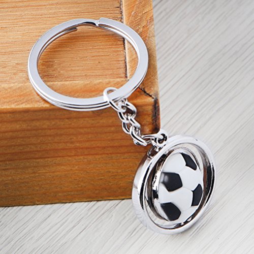 3D Rotating Soccer Ball Keychain - Metal Sports Key Ring
