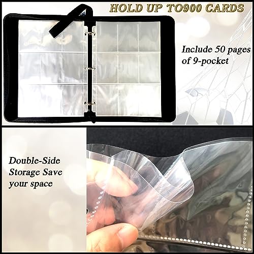 QANYYO 900 Pockets Soccer Card Binder with Removable Sleeves & Zipper Storage - Collectible Sports Card Album