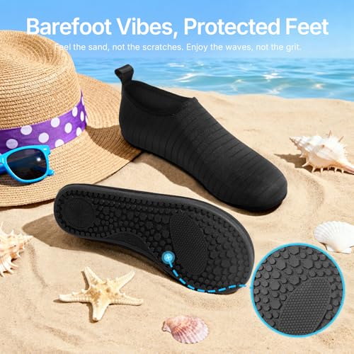Water Shoes for Men & Women - Swim, Pool, Beach - 11.5-12.5 Women/10.5-11.5 Men - Black