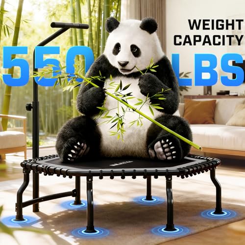 50'' Hexagonal Mini Trampoline with T-Bar Handle - Black