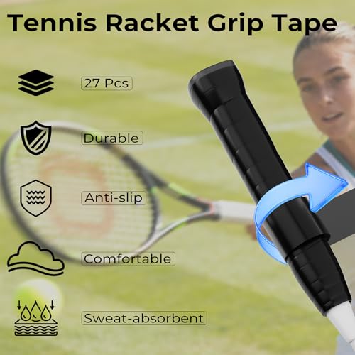 27 Pcs Tennis Overgrip Tape - 9 Color Pre-Cut Grip Set