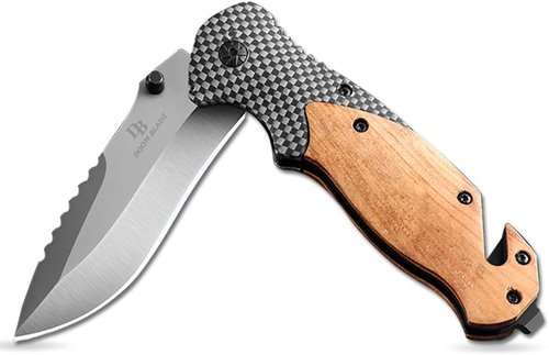 DOOM BLADE Pocket Folding Knife - 8.3" Tactical EDC Knife with Glass Breaker & Seatbelt Cutter
