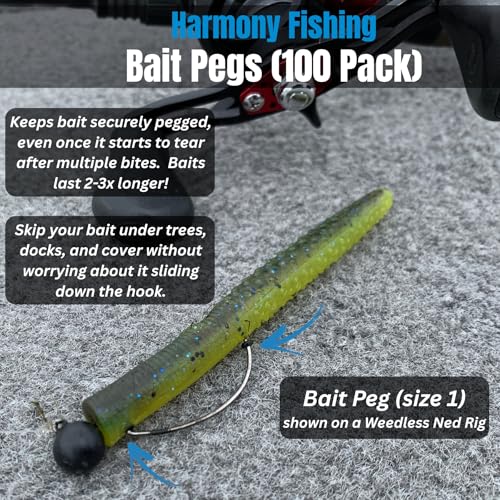 Bait Pegs - Rubber Pegs for Soft Plastic Fishing Lures Size 1