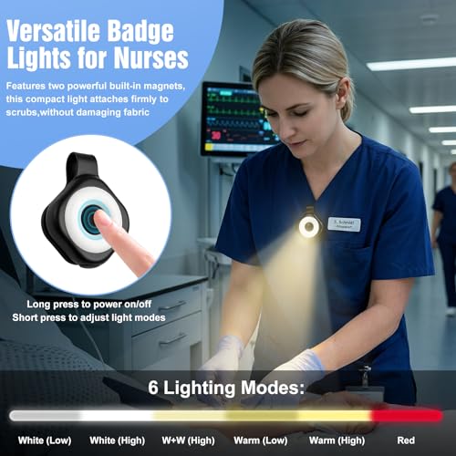 Rechargeable Nurse Clip-On Light with 3 Color Modes - F-Black
