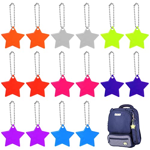 Safety Reflector Pendant - 16pcs Waterproof Star Design for Bags & Bicycles