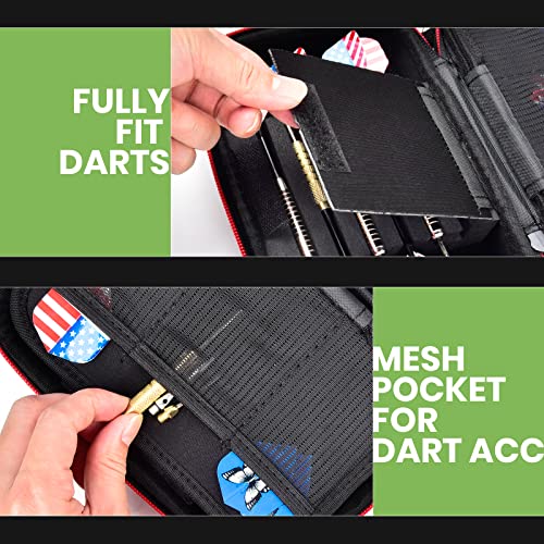 ALKOO Dart Case Holder Bag for 12 Darts – Red, Holds 12 Steel/Soft Tip Darts
