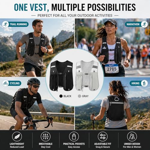 Hydration Vest for Running - Lightweight Breathable Design - Black