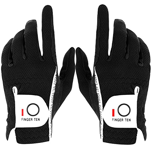 Rain Grip Golf Gloves - Black, Large | Flexible All Weather Comfort