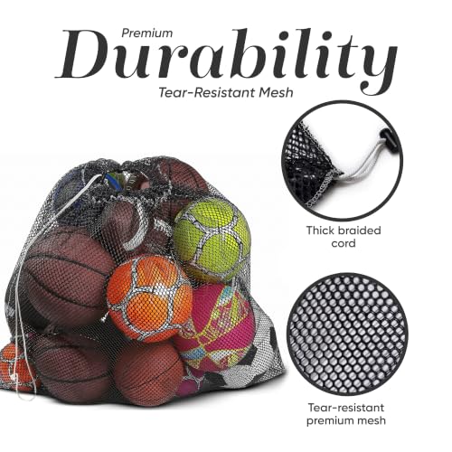 Heavy-Duty Mesh Equipment Bag - Adjustable Cord Closure, 24" x 36" - Black