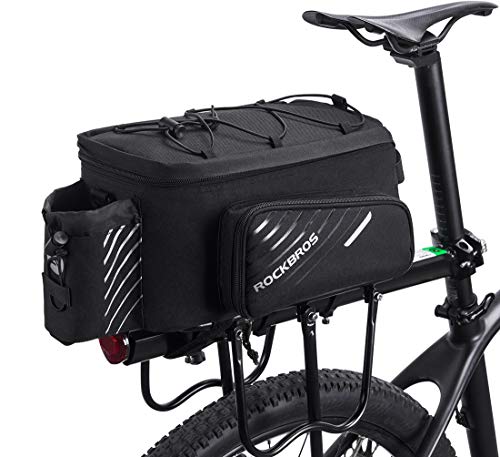 15L Bike Rear Rack Bag with Rain Cover & Shoulder Strap - Black