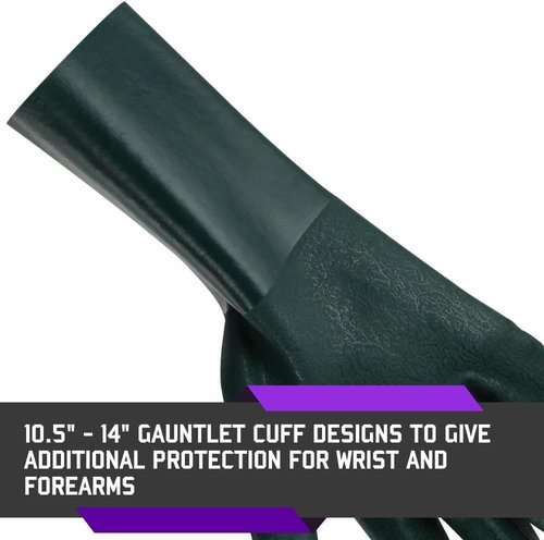 Glove Station Heavy Duty Rubber Gloves - Chemical Resistant, Textured Finish, Durable PVC Coating