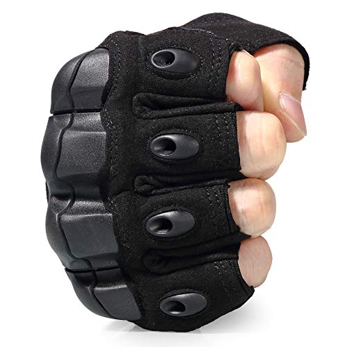 Tactical Fingerless Gloves - Black, Medium | Breathable, Anti-Slip, Impact Resistant
