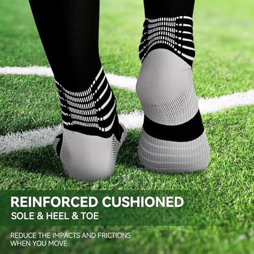Compression Soccer Socks - Ankle Support, Anti-Slip, 3 Pack - Large Black