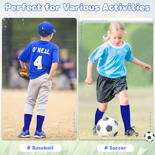Toddler Soccer Socks for Kids - Athletic Baseball & Softball - 3-6 Years, Royal Blue