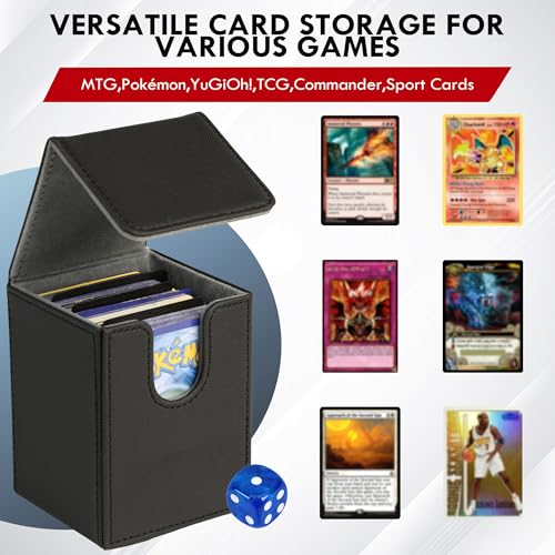 Card Deck Box with 3 Dividers & Game Dice - Gray