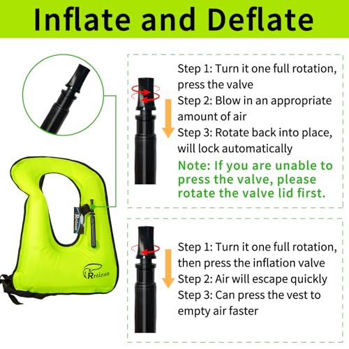 Inflatable Snorkel Vest for Adults - Green - 220 lbs Capacity