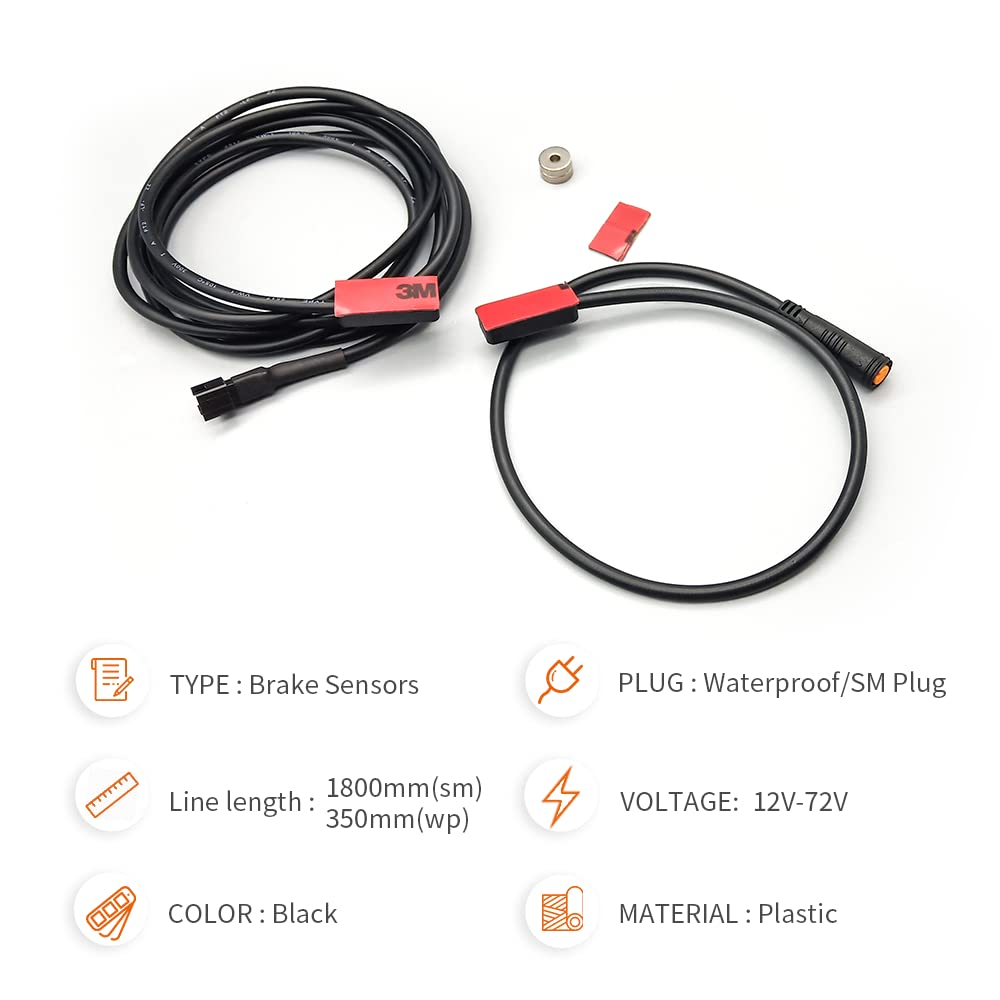 Ebike Brake Sensor MS-BK-2R for Electric Bicycles Hydraulic Cut Off Power Brake System 2 Pin/3 Pin SM/Waterproof Connector Plug Ebike Accessories (Waterproof Plug-1 Pair)