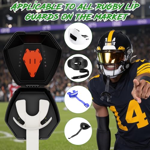 Football Lip Guard Case - Vented Mouthguard Holder - Black+Orange