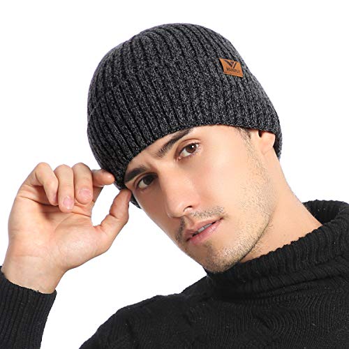 Warm Slouchy Knit Beanie Hat for Men & Women - Dark Grey