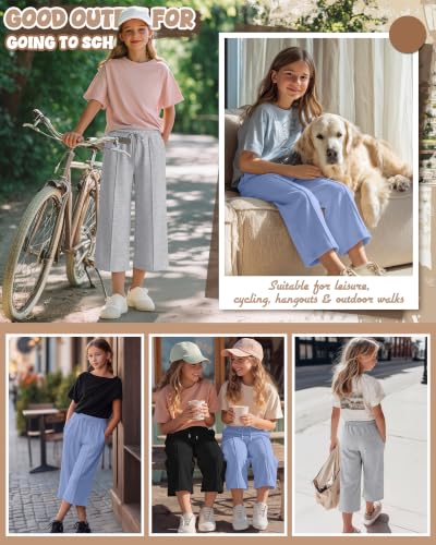 3 Pack Girls Wide Leg Capri Pants - Comfortable & Stylish