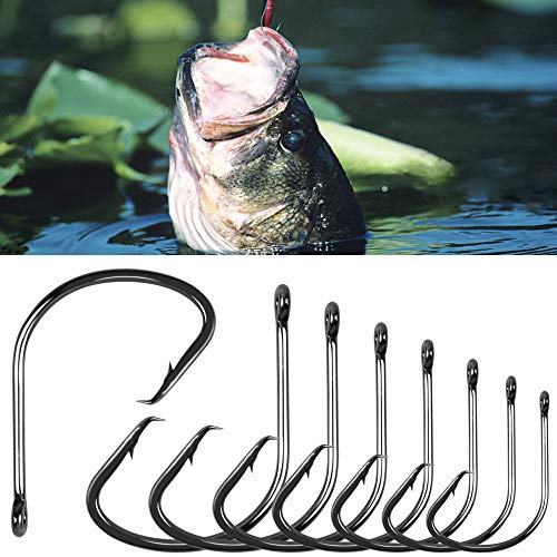 High Carbon Steel Circle Fishing Hooks - #6, 100pcs