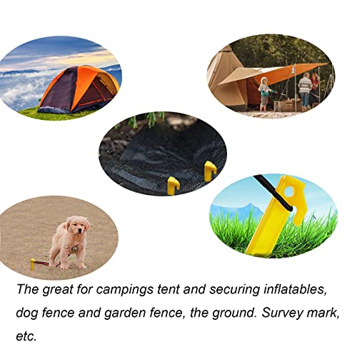 Yellow 30 Pcs 9 Inch Plastic Tent Stakes for Camping & Outdoor Use