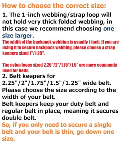 1.5 Inch Nylon Duty Belt Keepers - Hook & Loop Closure (4 PCS)